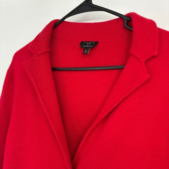 Talbots Petites Red 100% Merino Wool Cardigan Blazer Size LP Business Casual - Picture 5 of 9